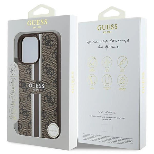 Guess 4G Printed Stripes MagSafe Case for iPhone 16 Pro Max - Brown_7