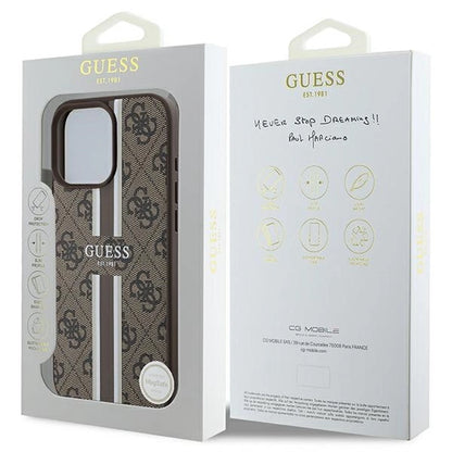 Guess 4G Printed Stripes MagSafe Case for iPhone 16 Pro Max - Brown_7