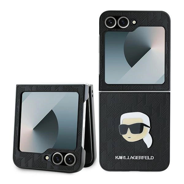 Karl Lagerfeld Saffiano Monogram Case for Samsung Galaxy Z Flip 6 - Black_0