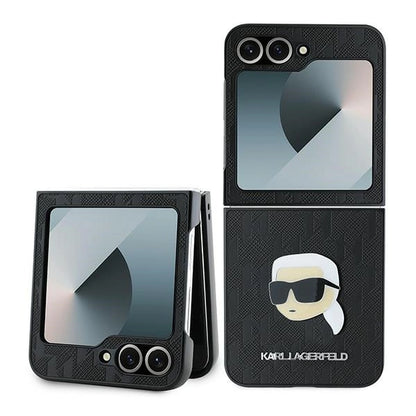 Karl Lagerfeld Saffiano Monogram Case for Samsung Galaxy Z Flip 6 - Black_0