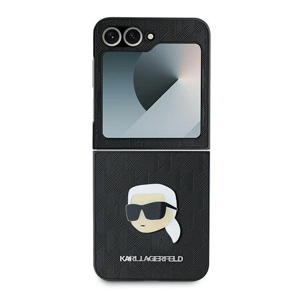 Karl Lagerfeld Saffiano Monogram Case for Samsung Galaxy Z Flip 6 - Black_1