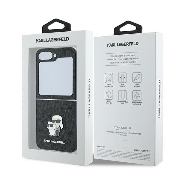 Karl Lagerfeld Saffiano Metal Pin Case for Samsung Galaxy Z Flip 6 - Black_7