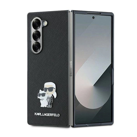 Karl Lagerfeld Saffiano Metal Pin Case for Samsung Galaxy Z Fold 6 - Black_0