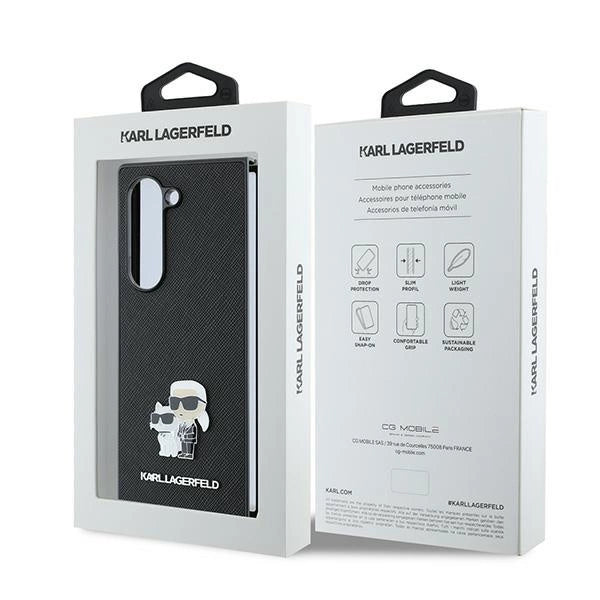 Karl Lagerfeld Saffiano Metal Pin Case for Samsung Galaxy Z Fold 6 - Black_6