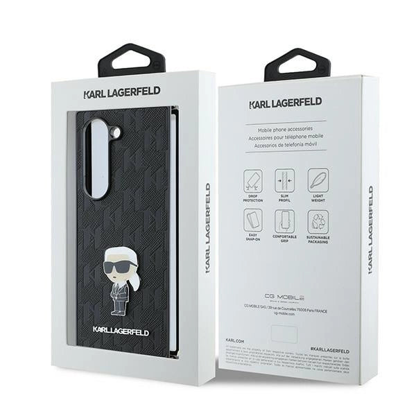 Karl Lagerfeld Saffiano Ikonik Pin Case for Samsung Galaxy Z Fold 6 - Black_6