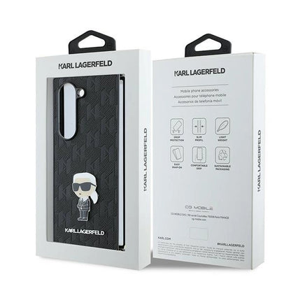 Karl Lagerfeld Saffiano Ikonik Pin Case for Samsung Galaxy Z Fold 6 - Black_6