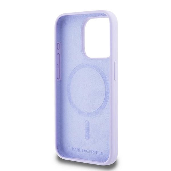 Karl Lagerfeld Silicone Karl&amp;Choupette Heads Ring MagSafe Case for iPhone 15 Pro - Purple_6
