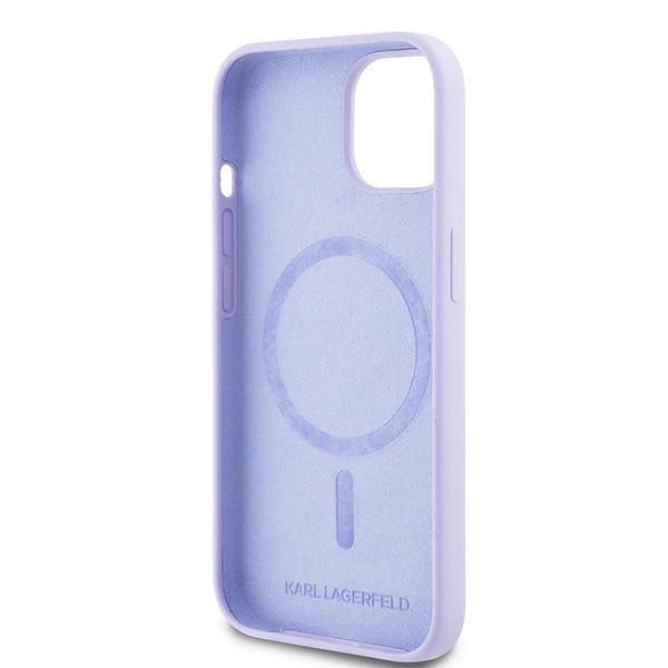 Karl Lagerfeld Silicone Karl&amp;Choupette Heads Ring MagSafe iPhone 15 Case - Purple_6