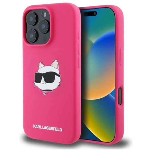Karl Lagerfeld Silicone Choupette Head MagSafe iPhone 16 Pro Case - Pink_0