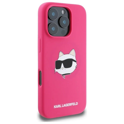 Karl Lagerfeld Silicone Choupette Head MagSafe iPhone 16 Pro Case - Pink_3