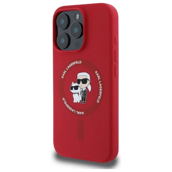 Etui Karl Lagerfeld Silicone Karl&Choupette Heads Ring MagSafe na iPhone 16 Pro - czerwony_1