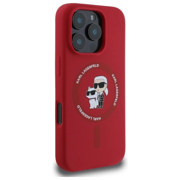 Etui Karl Lagerfeld Silicone Karl&Choupette Heads Ring MagSafe na iPhone 16 Pro - czerwony_3