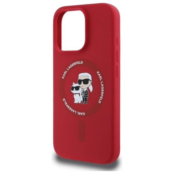 Etui Karl Lagerfeld Silicone Karl&Choupette Heads Ring MagSafe na iPhone 16 Pro - czerwony_5