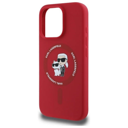Etui Karl Lagerfeld Silicone Karl&Choupette Heads Ring MagSafe na iPhone 16 Pro - czerwony_5