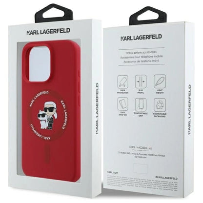 Etui Karl Lagerfeld Silicone Karl&Choupette Heads Ring MagSafe na iPhone 16 Pro - czerwony_7
