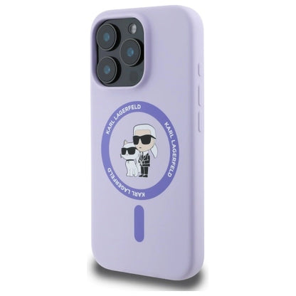 Karl Lagerfeld Silicone Karl&amp;Choupette Heads Ring MagSafe Case for iPhone 16 Pro - Purple_1