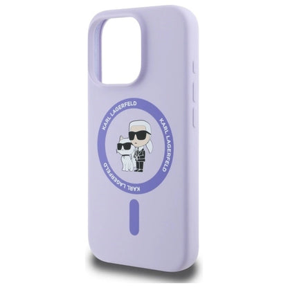 Karl Lagerfeld Silicone Karl&amp;Choupette Heads Ring MagSafe Case for iPhone 16 Pro - Purple_5