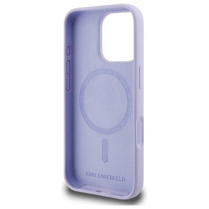 Karl Lagerfeld Silicone Karl&amp;Choupette Heads Ring MagSafe Case for iPhone 16 Pro - Purple_6