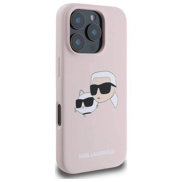 Karl Lagerfeld Silicone Case Heads Print MagSafe for iPhone 16 Pro - Pink_3