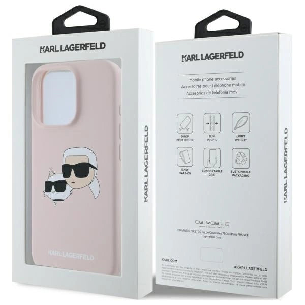 Karl Lagerfeld Silicone Case Heads Print MagSafe for iPhone 16 Pro - Pink_7