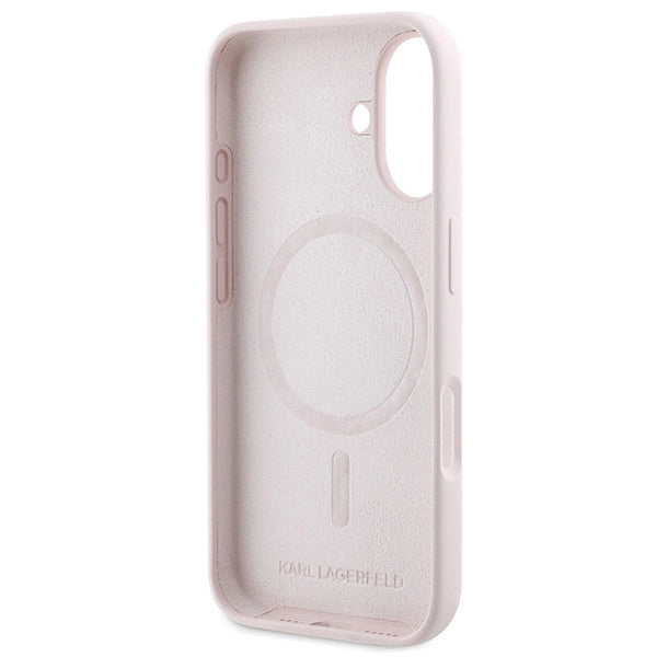 Etui Karl Lagerfeld Silicone Karl&Choupette Heads Ring MagSafe na iPhone 16 Plus - różowe_6