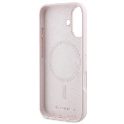 Etui Karl Lagerfeld Silicone Karl&Choupette Heads Ring MagSafe na iPhone 16 Plus - różowe_6