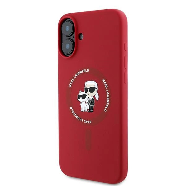 Etui Karl Lagerfeld Silicone Karl&Choupette Heads Ring MagSafe na iPhone 16 Plus - czerwone_1