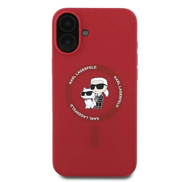 Etui Karl Lagerfeld Silicone Karl&Choupette Heads Ring MagSafe na iPhone 16 Plus - czerwone_2