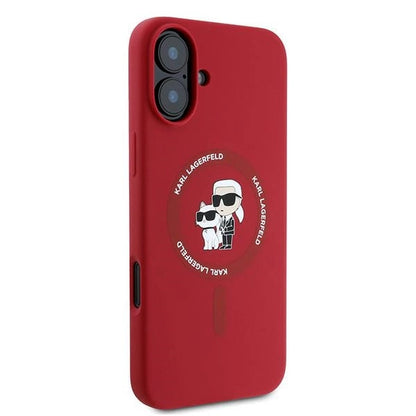 Etui Karl Lagerfeld Silicone Karl&Choupette Heads Ring MagSafe na iPhone 16 Plus - czerwone_3