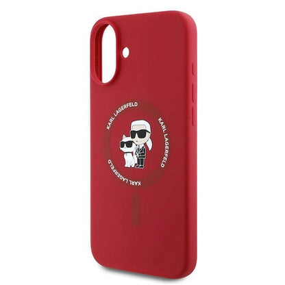 Etui Karl Lagerfeld Silicone Karl&Choupette Heads Ring MagSafe na iPhone 16 Plus - czerwone_5