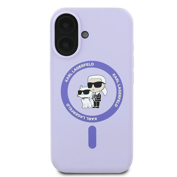 Etui Karl Lagerfeld Silicone Karl&Choupette Heads Ring MagSafe na iPhone 16 Plus - fioletowe_2