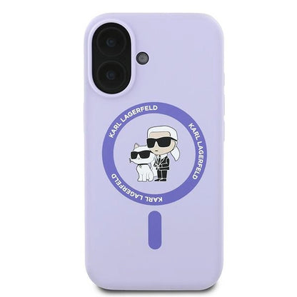 Etui Karl Lagerfeld Silicone Karl&Choupette Heads Ring MagSafe na iPhone 16 Plus - fioletowe_2