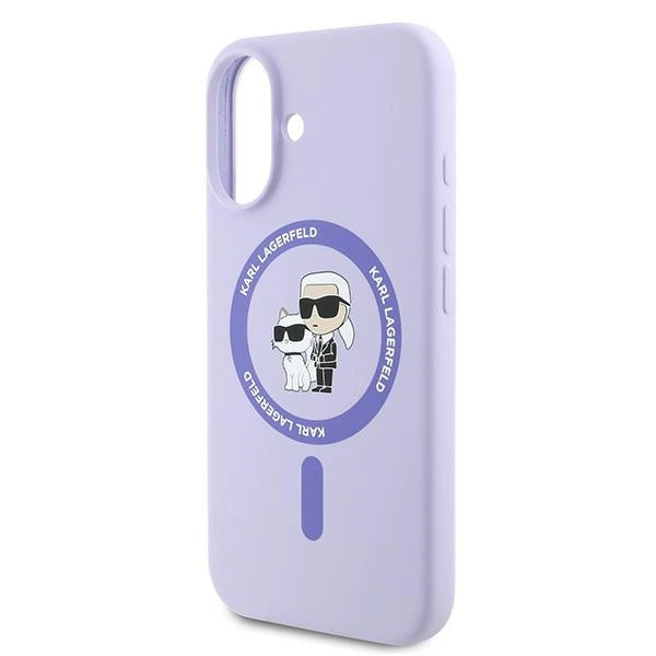 Etui Karl Lagerfeld Silicone Karl&Choupette Heads Ring MagSafe na iPhone 16 Plus - fioletowe_5