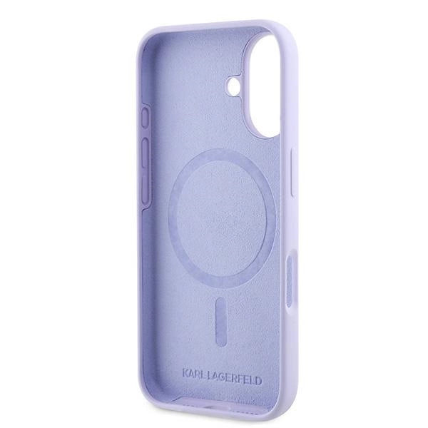 Etui Karl Lagerfeld Silicone Karl&Choupette Heads Ring MagSafe na iPhone 16 Plus - fioletowe_6