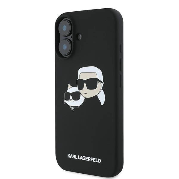 Karl Lagerfeld Silicone Case Nauble Heads Print MagSafe for iPhone 16 Plus - Black_1