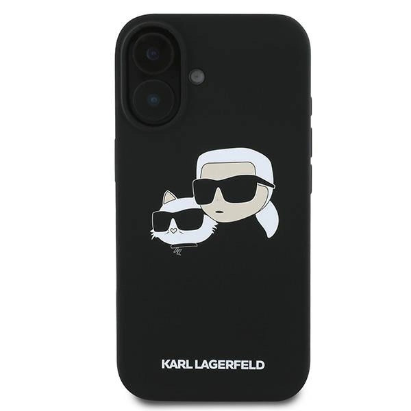 Karl Lagerfeld Silicone Case Nauble Heads Print MagSafe for iPhone 16 Plus - Black_2