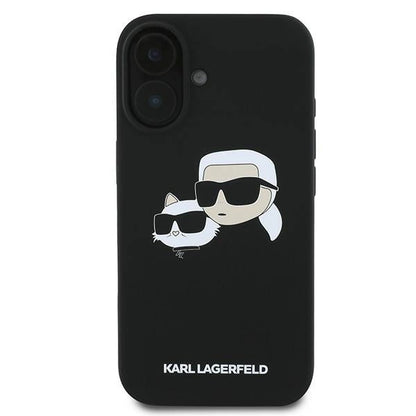 Karl Lagerfeld Silicone Case Nauble Heads Print MagSafe for iPhone 16 Plus - Black_2