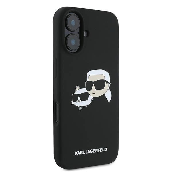 Karl Lagerfeld Silicone Case Nauble Heads Print MagSafe for iPhone 16 Plus - Black_3