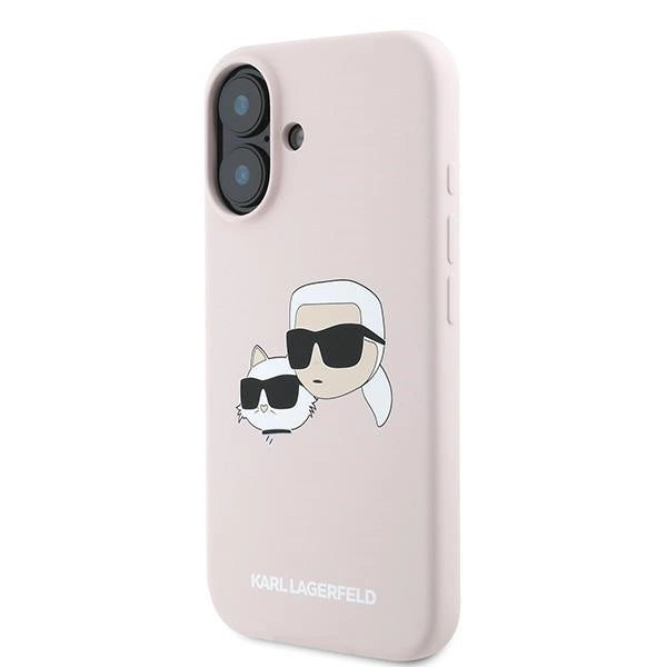Karl Lagerfeld Silicone Case Heads Print MagSafe for iPhone 16 Plus - Pink_1