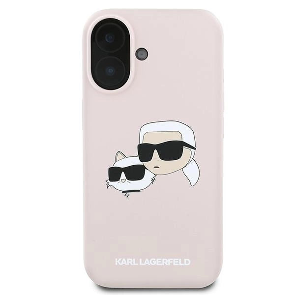 Karl Lagerfeld Silicone Case Heads Print MagSafe for iPhone 16 Plus - Pink_2