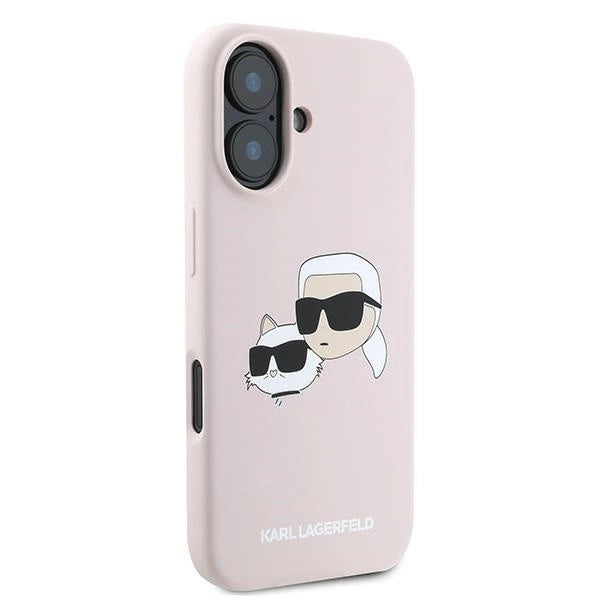 Karl Lagerfeld Silicone Case Heads Print MagSafe for iPhone 16 Plus - Pink_3