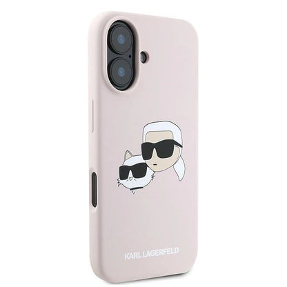 Karl Lagerfeld Silicone Case Heads Print MagSafe for iPhone 16 Plus - Pink_3