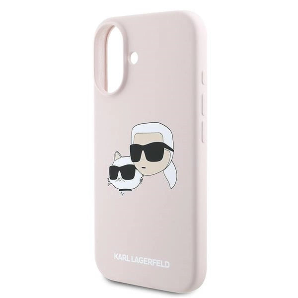 Karl Lagerfeld Silicone Case Heads Print MagSafe for iPhone 16 Plus - Pink_5