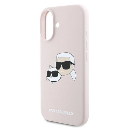 Karl Lagerfeld Silicone Case Heads Print MagSafe for iPhone 16 Plus - Pink_5
