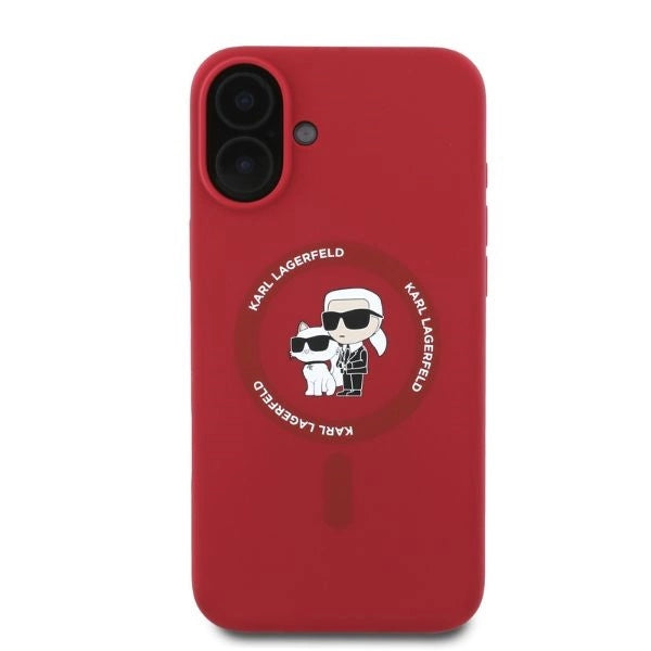 Etui Karl Lagerfeld Silicone Karl&Choupette Heads Ring MagSafe na iPhone 16 - czerwone_2