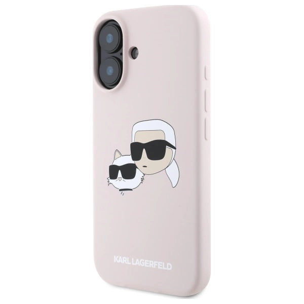 Karl Lagerfeld Silicone Case Heads Print MagSafe for iPhone 16 - Pink_1