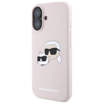 Karl Lagerfeld Silicone Case Heads Print MagSafe for iPhone 16 - Pink_1