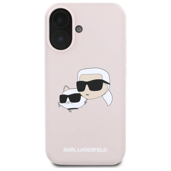 Karl Lagerfeld Silicone Case Heads Print MagSafe for iPhone 16 - Pink_2