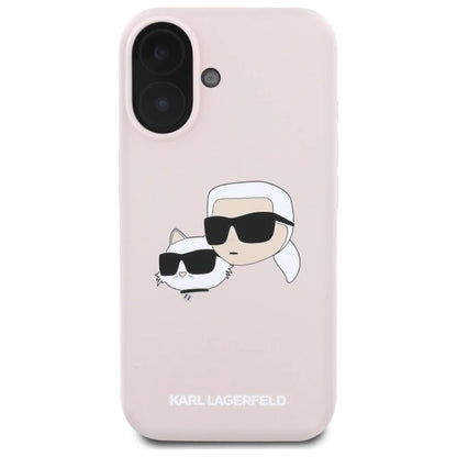 Karl Lagerfeld Silicone Case Heads Print MagSafe for iPhone 16 - Pink_2