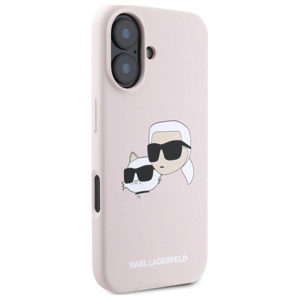 Karl Lagerfeld Silicone Case Heads Print MagSafe for iPhone 16 - Pink_3